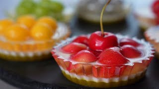 No-Bake / 몰드 없이 / 미니 과일 꿀젤리 케이크 / Mini Fruit Honey Jelly Cake Recipe / 망고 꿀 젤리 / 레몬 꿀 젤리 / 코코넛 젤리