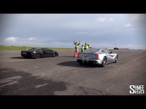 Thumbnail for Lamborghini Aventador vs Ferrari F12 Berlinetta - Launch Control Drag Race by Lamborghini, Ferrari, Supercar, Berlinetta, Ferrari F12, Car