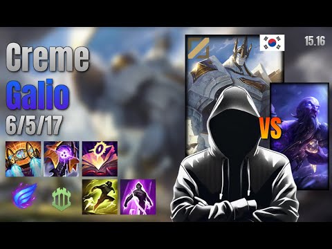Creme Mid Galio vs Ryze lol KR solo rank Full Game 15.16 | Creme 갈리오 vs 라이즈