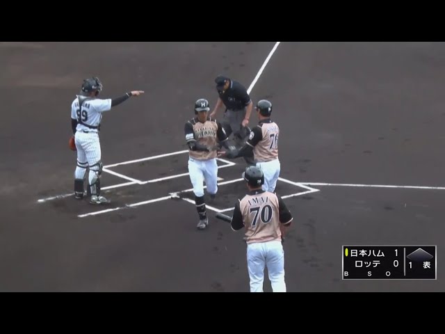 【ファーム】ファイターズ・石井 試合の機先を制する先頭打者ホームラン!! 2019/5/7 M-F(ファーム)
