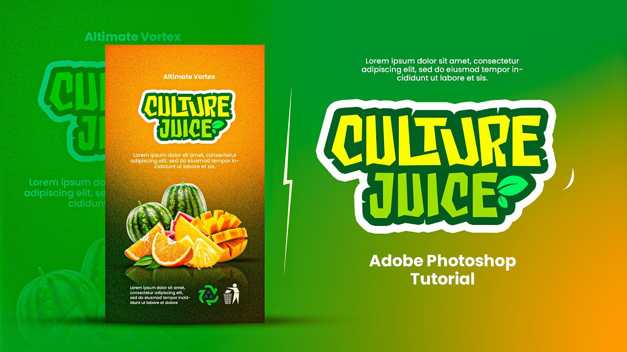 Fruit Juice Label & Flyer Design Tutorial in Adobe Photoshop