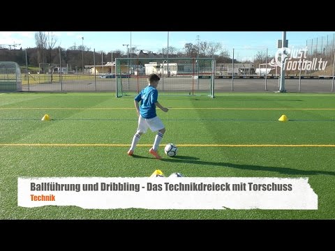 Fussballtraining: Technikdreieck mit Torschuss - Ballkontrolle - Technik