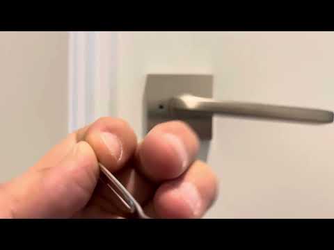 How to unlock a bathroom or bedroom Emtek lock with pinhole.