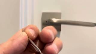 How to unlock a bathroom or bedroom Emtek lock with pinhole.