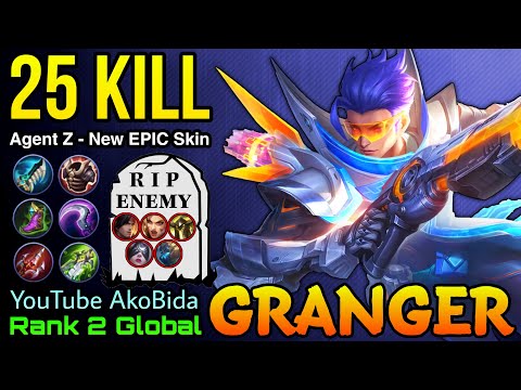 Brutal 25 Kills Granger Agent Z New EPIC Skin - Top 2 Global Granger by YouTube AkoBida - MLBB