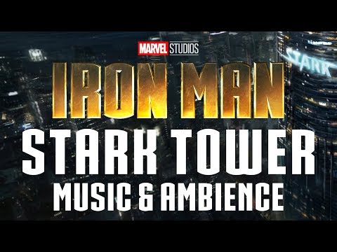 Iron Man Music & Ambience | Stunning View of Stark Tower with Thunderstorm Ambience