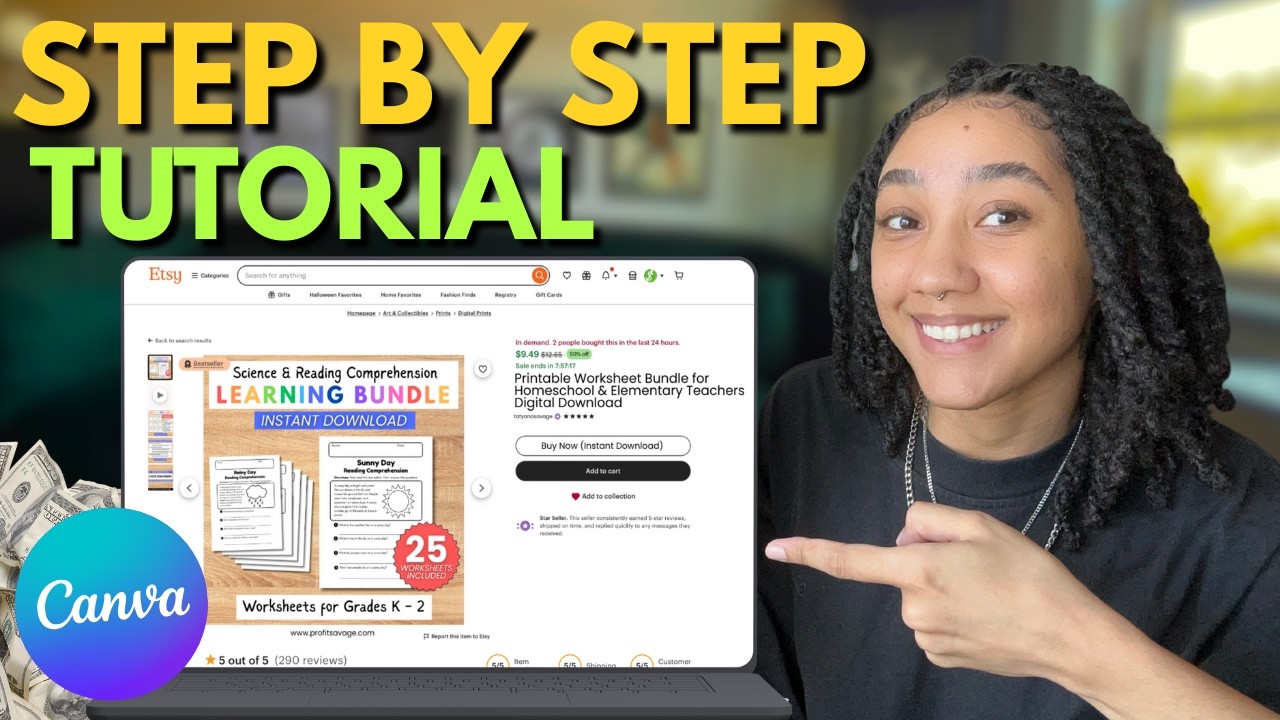 How I Make Etsy Listing Covers in Canva for Printables (Full Step by Step Tutorial)
