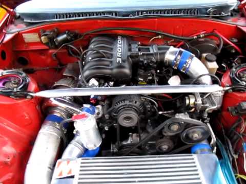 Rotary-Works Mazda Rx7 20B Drift Cars Idling.