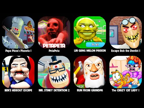Roblox Petapeta,Escape Papa Pizza's Pizzeria Scary Obby,Escape Bob the Dentist,Run From Grandpa...