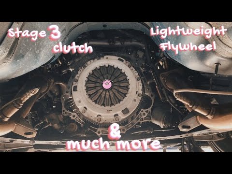350z stage 3 clutch + lightweight flywheel installation!