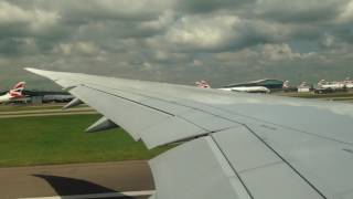 Boeing 787 take off from London Heathrow - Wing view
