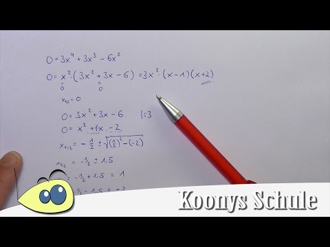 Nullstellen von f(x) = 3x⁴ + 3x³ - 6x² bestimmen, x² ausklammern und pq-Formel anwenden