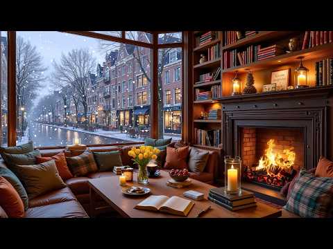 Beruhigendes Pariser Café ☕ Sanftes Jazzpiano & knisterndes Kaminfeuer