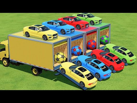 TRANSPORT MERCEDES SPRINTER & COLORED FOOTBALL BALLS WITH MAN TRUCKS - Farming Simulator 22