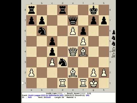 Vrolijk, Liam vs Bosch, Jeroen | Dutch Chess League 2023 24, Netherlands