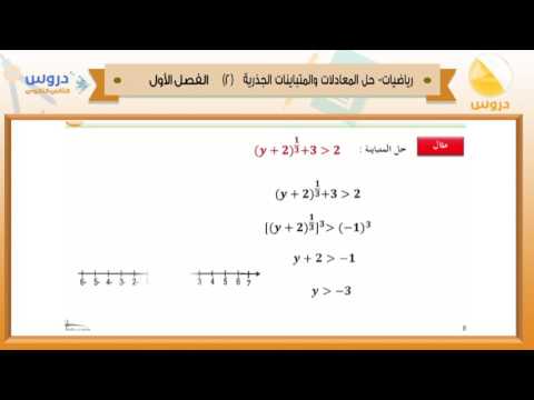 الثاني الثانوي | الفصل الدراسي الأول 1438 | رياضيات | حل المعادلات والمتباينات الجذرية 2