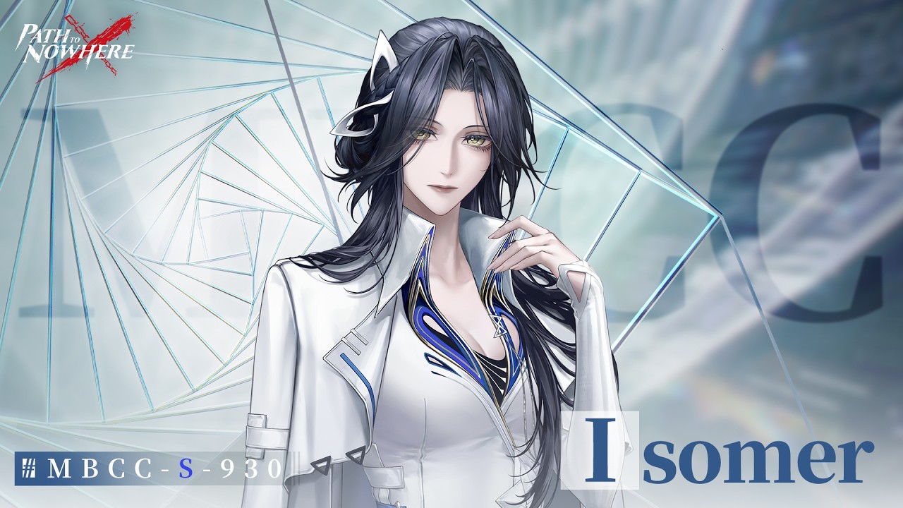 Frame from the official Path to Nowhere character PV titled Sinner MBCC-S-930 Isomer, published on the game's English YouTube channel on July 28, 2026 at 20:00 UTC-7, 66 seconds long.