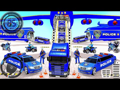 US Police Car Park Transporter Trailer Truck Simulator Driving 3D : Android GamePlay #2