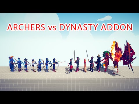 ARCHERS Team vs DYNASTY ADDON Team - Totally Accurate Battle Simulator TABS