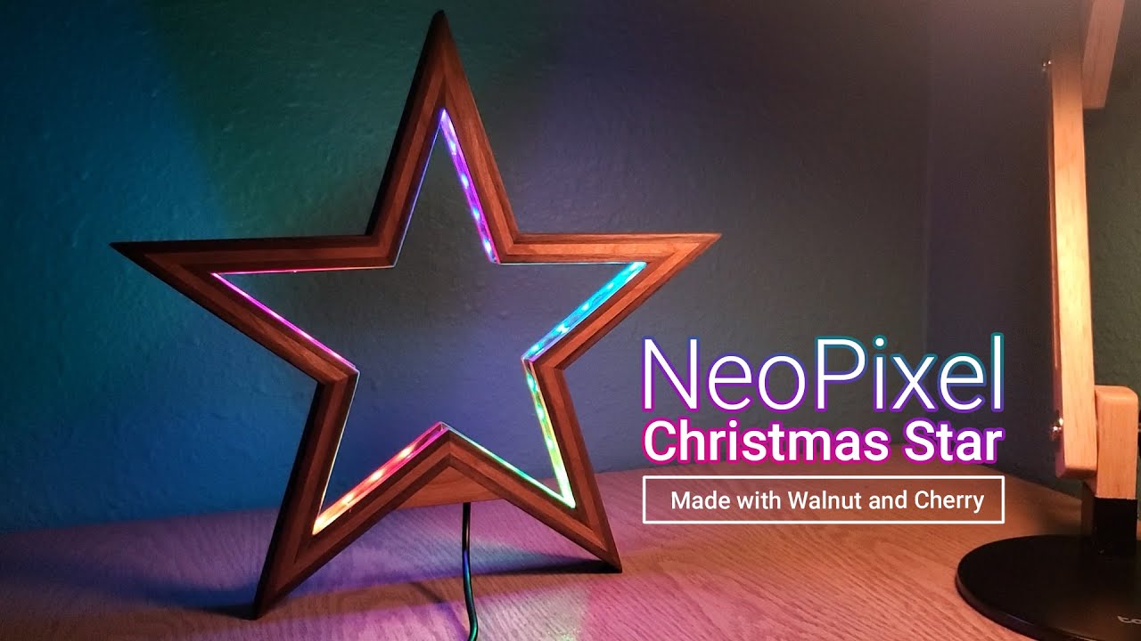 Walnut/Cherry Christmas Tree Star with NeoPixels - YouTube