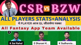 CSR VS BZW | CSR VS BZW DREAM11 TEAM PREDICTION  | Andhra Premier League T20 #dream11prediction #apl