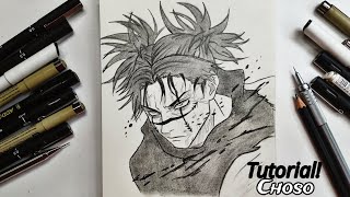 How To Draw Choso || Step by Step pencil sketch || Jujutsu Kaisen || Anime Drawing Tutorial!!