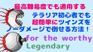 [テラリア]初心者でも超簡単にツインズをノーダメージで倒せる方法（最高難易度for the worthy & Legendaryでも通用します）[Terraria]