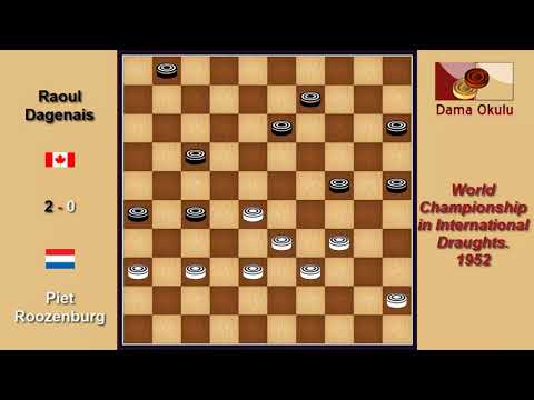Piet Roozenburg (NLD) - Raoul Dagenais (CAN). Draughts World Championship. 1952.