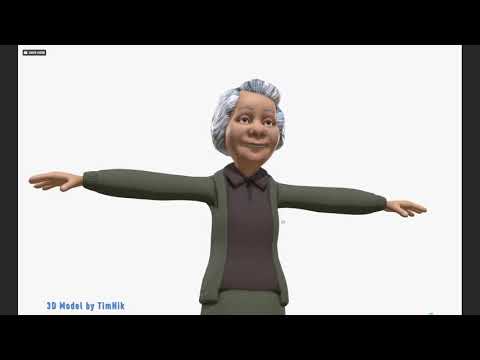 Grandma Character no Rig Low-poly 3D model
