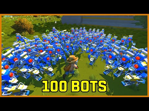 Fighting One Hundred of each Enemy Type! 100 Bot Test // ScrapBusters #3 - Scrap Mechanic Survival