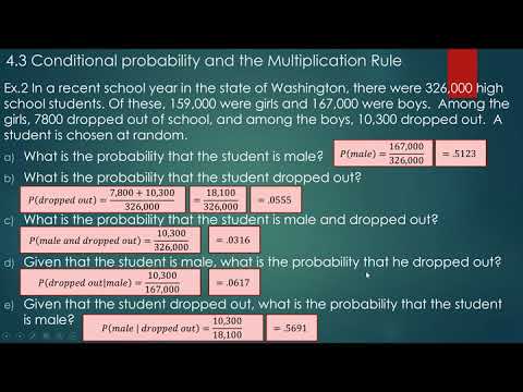 Math 203 Statistic chapter 4.3 conditional probability multiplication rule part 3 end
