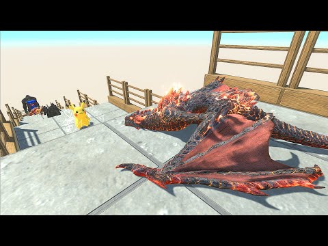 LAVA DRAGON DEATH FALL ATTACK - Animal Revolt Battle Simulator