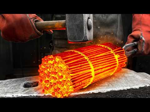 From Rusty Nails to a Shiny Damascus Blade 🔥 Knife Forging Process