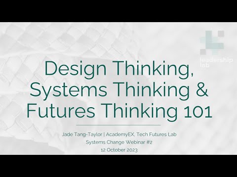 Systems Change Series | Design Thinking, Systems Thinking & Futures Thinking 101 | Jade Tang Taylor