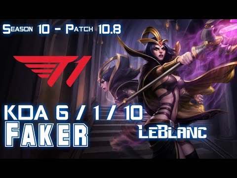 T1 Faker LEBLANC vs RUMBLE Mid - Patch 10.8 KR Ranked