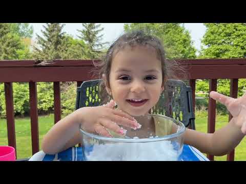 Playing with SNOW IN SUMMER! Zayna making DIY snow!