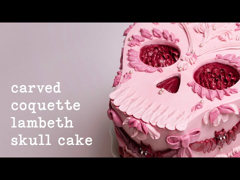 Learn How to Make a Pink Skull Lambeth Coquette Cake in Buttercream (with Ruffle Bats!)