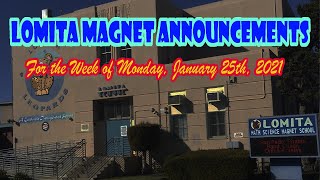 Weekly Announcements for January 25, 2021