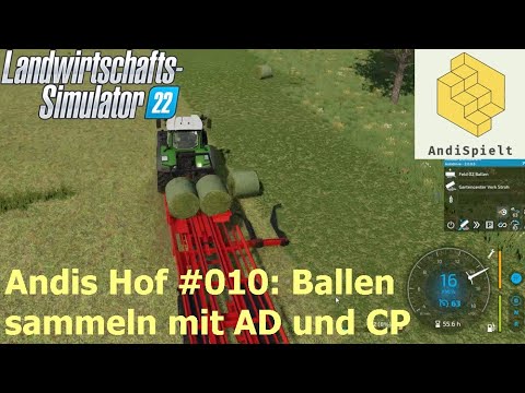 LS22 Andis Hof #010: Ballen sammeln mit Autodrive und Courseplay