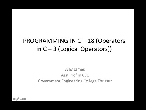 PROGRAMMING IN C – 18 (Operators in C – 3 (Logical Operators))