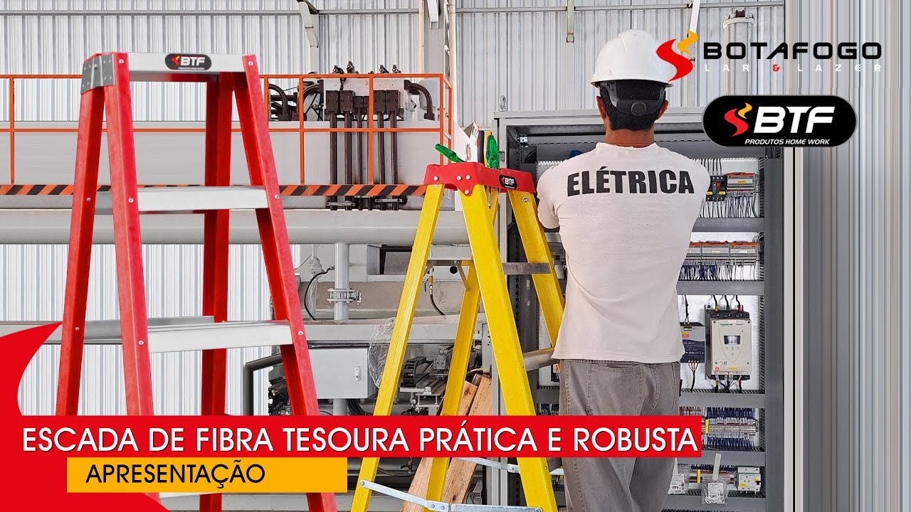 ESCADA DE FIBRA TESOURA PR&Aacute;TICA E ROBUSTA BOTAFOGO