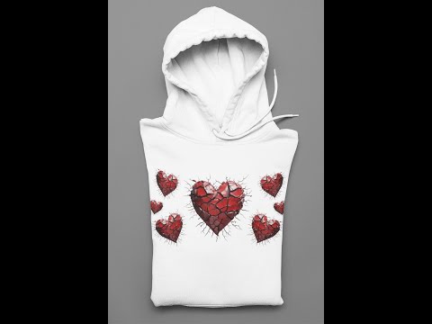 Champion Hoodie, Custom Heart Design, Valentines Day...