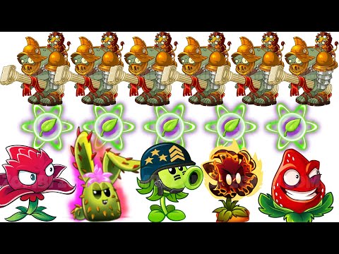 PVZ 2 Plants With 5 Plant Food VS 100 Gladiator Gargantuar Who Will Win?