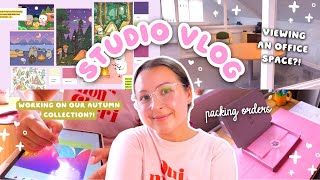 small business studio vlog 🎀 working on the autumn collection, viewing an office & packing orders! 📦