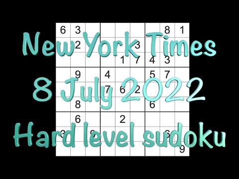 Sudoku solution – New York Times sudoku 8 July 2022 Hard level