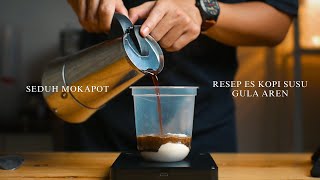 Download lagu Make ice coffee with palm sugar milk using mokapot mp3