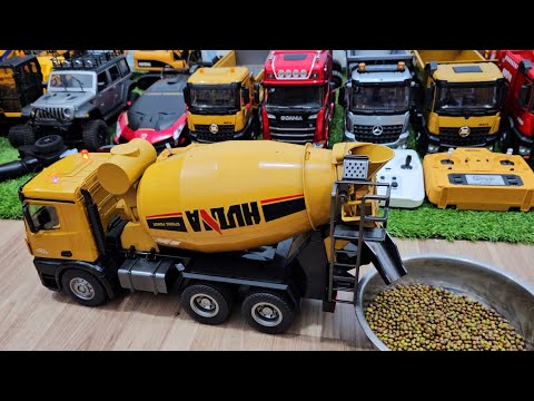 Rc truk molen ngecor, rc dump truck, truck trailer, excavator, rc mixer truck huina 1574 skala 1:14