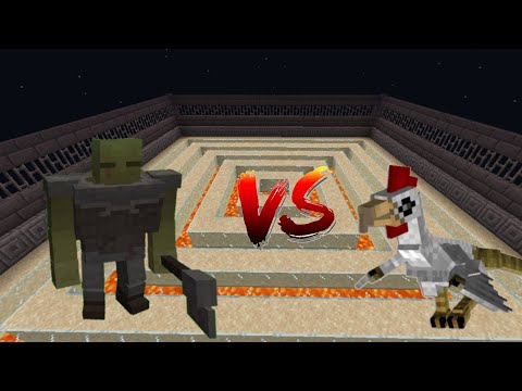 minecraft mob battle 38- man hunter vs cockatrice