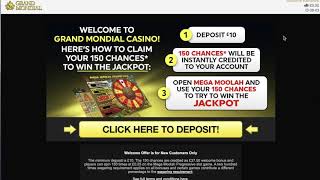 Grand Mondial Casino's 150 Chances on the Mega Moolah!