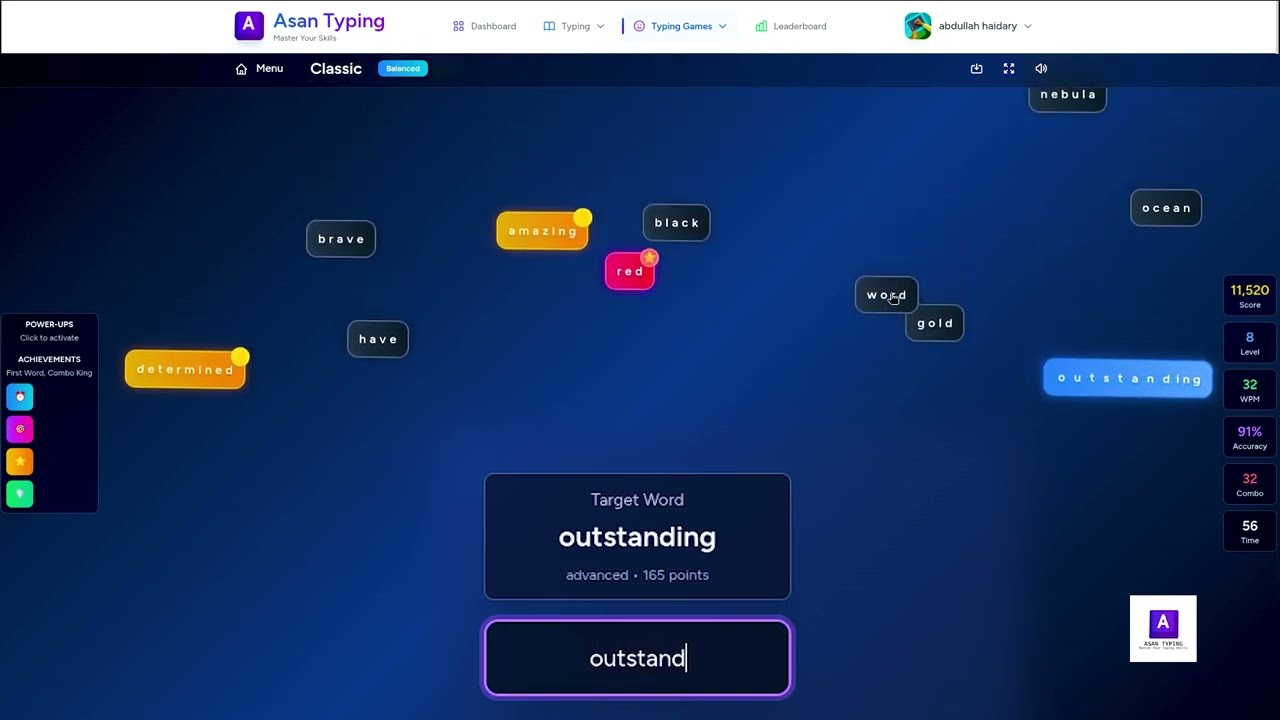 Words Fall Typing Game | Fun Fast Typing Game on AsanTyping.com